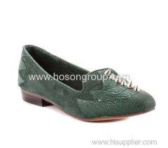 PU suede and leather flat casual women dress shoe