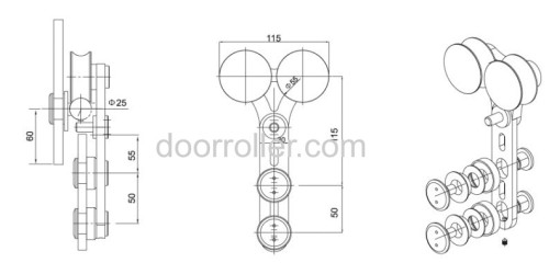 200kg loading stainless steel glass sliding barn door roller track