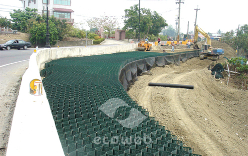 Ecoweb Geocell used in earthwork