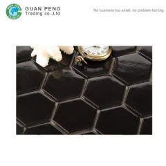 Bathroom Floor Tiles Black And White Design Ceramic Glazed Hexagon Mosaic Tile