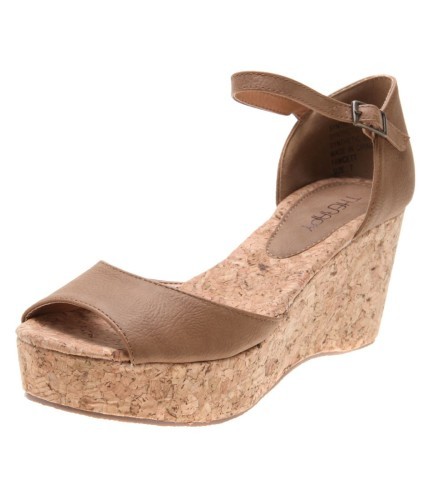 New style wooden texture wedge heel shoes