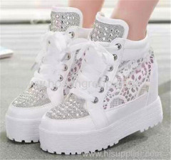 joker women fashion lace up casual shoes with white rhinestore