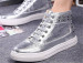 ladies shining lace up solid color casual shoes with studs