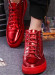 ladies shining lace up solid color casual shoes with studs