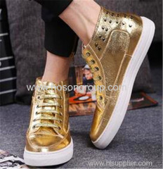 women shining lace up solid color casual shoe with studs