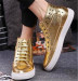 ladies shining lace up solid color casual shoes with studs