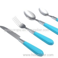 24pices Flatware Set With Plastic Handle