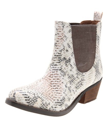 Ladies snake texture elastic wedge heel ankle boots