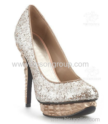 Good quality shining polished classic pull on high heel dress shoes