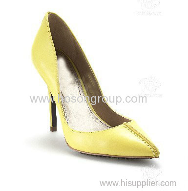 Customized design yellow women high heel dress shoe