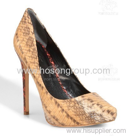 Customized snake texture stiletto heel women dress shoe