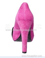 Peep toe pink and black color high heel women dress shoe