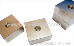 Industrial Application Sintered Neodymium Block Magnet With Countersunk Screw Hole