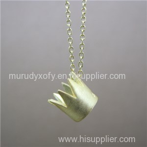 Classic Golden Crown Silver Pendants Necklaces SSN004