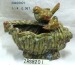 Ceramic Glazed Bird Bath & Feeders