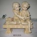 Polyresin Bench + Boy & Girl Statue