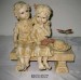 Polyresin Bench + Boy & Girl Statue