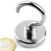 Neodym Flat Pot magnet with Hook 0 4/5x0 3/5in 19.8lbs strong Hole