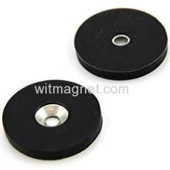 Disc shape with thread rod Rubber Coated magnets base Holding Magnet