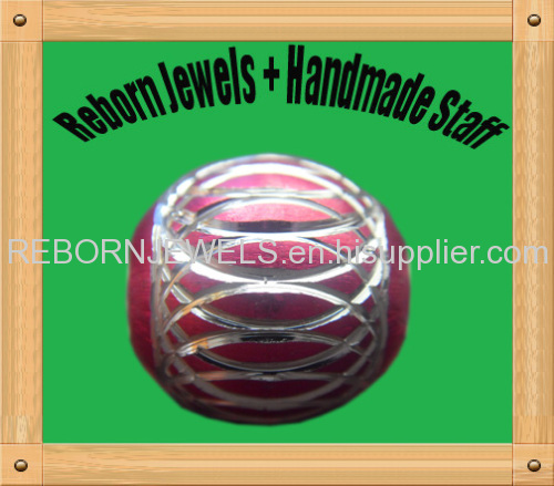 Rose red painted aluminium large hole beads for european style