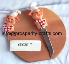 Wooden chopping block & Knife