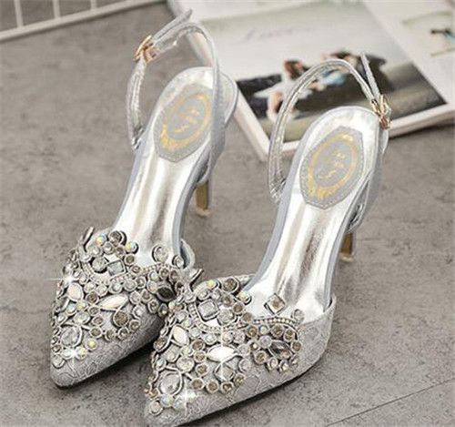 Buckle strap rhinestone lady sandals