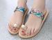 Floral rhinestone clip toe ladies slippers