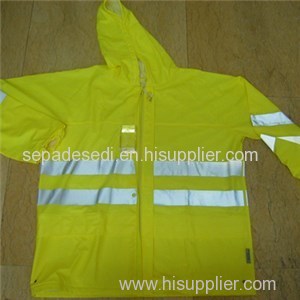 YJ-6050 Fluorescent Green PU Motorcycle Rain Gear Jacket Coat Rainwear