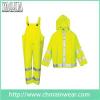 YJ-6047 Packable Green Yellow Motorcycle Safety Rain Suit Coat Jacket