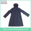 YJ-6203 Womens Girls Black Long Raincoat With Hood Rain Parka