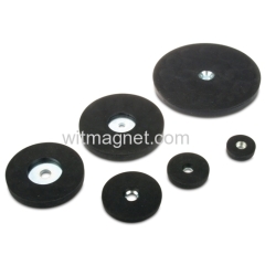 Neodymium magnets strong rubber coated cup magnet base