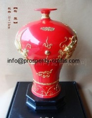 Porcelain Vase With Dragon lacquer thread sculpture .