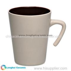 9oz Custom two-tone cone shape open handle promotional ceramic coffee mug