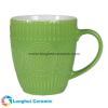 13oz Custom pistil/stamen embossed color glaze ceramic coffee mug
