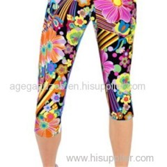 Cheerful Floral High Waisted Capri Leggings