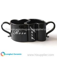 Personalized ceramic couple mug for lovers with heart shape