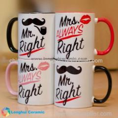 Mr.Right Mrs.Always Right personalized ceramic couple mug