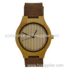 Cow Leather Strap Custom Design Bamboo Watch
