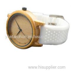 Rubber Strap Bamboo Watch For Woman