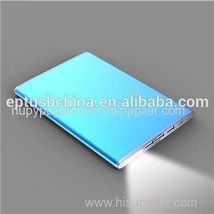 EP065-4 Ultra Thin Aluminium Led Torch Light Portable Solar Charger Power Bank