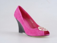 Peep toe suede wedge heel ladies shoes