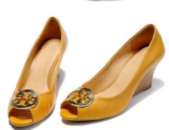 PU leather peep toe wedge heel ladies shoes