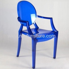 Decorative Polycarbonate Chair With Armrest Clear Ghost Patio Chairs