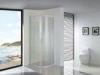 White Parallel Line Printed Curved Shower Glass Enclosure With Screws Installation