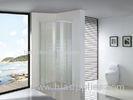 White Parallel Line Printed Curved Shower Glass Enclosure With Screws Installation