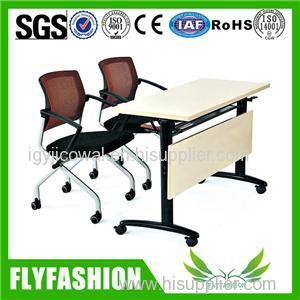 Two Seats Wood Foldable Desk With Wheels