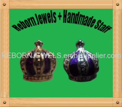 gold and silver Crown large hole beads with purple enamel for european style and all diy jewelry making