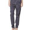 Elastic Waistband With Cord Front Pocket Checked Casual Pants