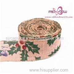 NATURAL FINE BURLAP RIBBON WITH PRINTED