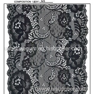 Black flowered Galloon Lace fabric for Wedding Dress